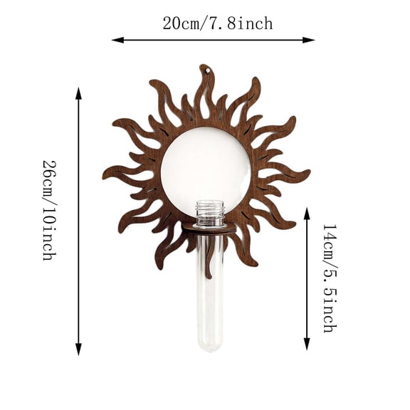 Sun-Shaped Hydroponic Wall Shelf - Wood Decorative Plant Holder for Indoor Gardening