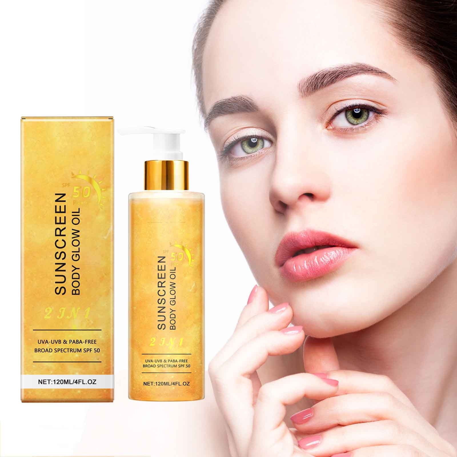 Sun Shield Body Glow,Golden Sunscreen Body Luminous Oil Shiny Liquid Rose Gold High Gloss Oil Waterproof Moisturizing Body Lotion General Oil Shiny,Lightweight Shimmering 120ML