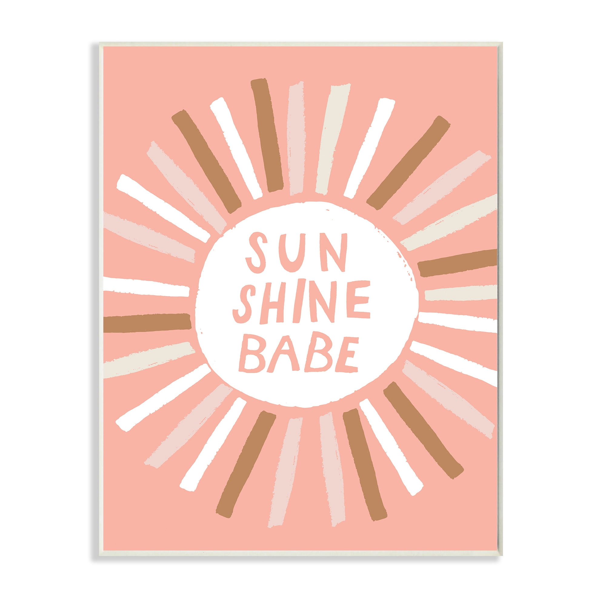 Sun Shine Babe Phrase Pastel Sun Rays 10 in x 15 in Framed Painting Art Prints, by Stupell Home Décor