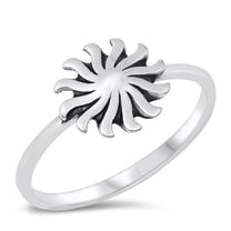 Sun Shine Flare Sunrise Ring .925 Sterling Silver Band Jewelry Female Male Unisex Size 7