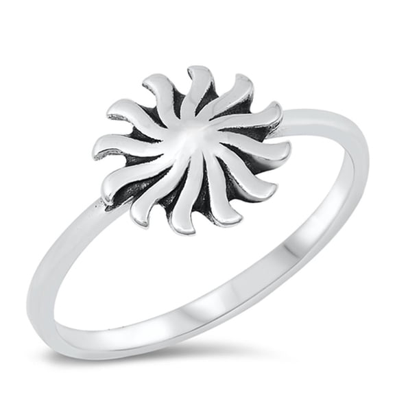 Sun Shine Flare Sunrise Ring .925 Sterling Silver Band Jewelry Female Male Unisex Size 7