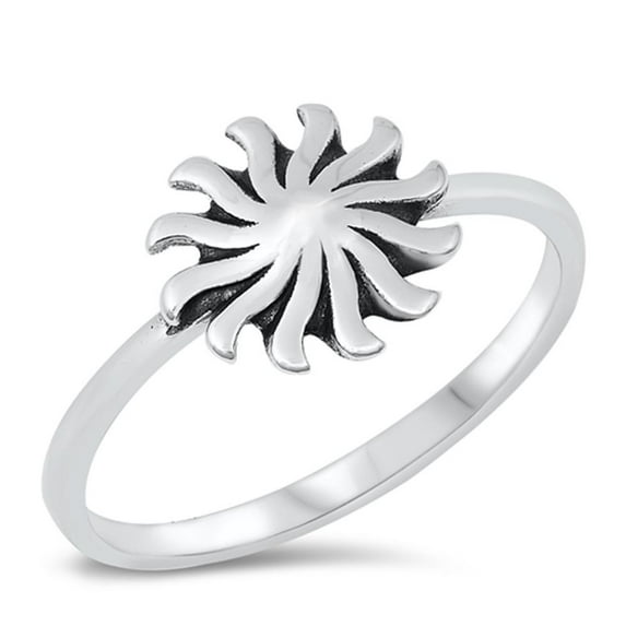 Sun Shine Flare Sunrise Ring .925 Sterling Silver Band Jewelry Female Male Unisex Size 9