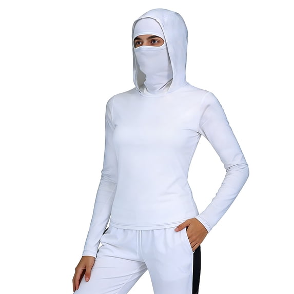 Sun Shirt Women UV Protection UPF 50+ Lightweight Breathable Long Sleeve Rash Guard with Built In Face Mask for Hiking Running Cycling