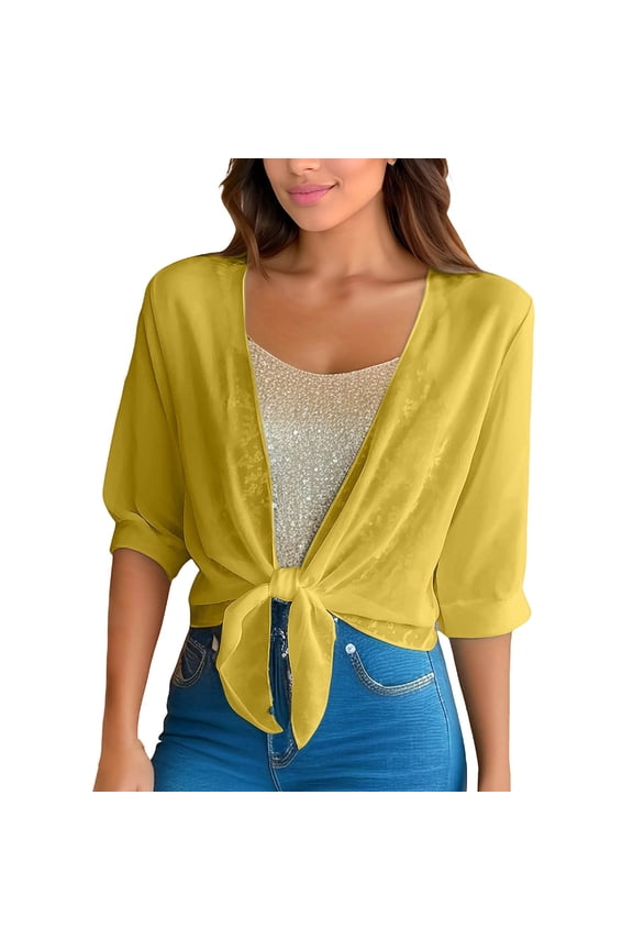 Sun Shirt Women V-Neck Wrap Front Shirts UPF 50+ Short Sleeve Sun Protection Quick Drying Beach Polos Collared Shirt Yellow XXXL