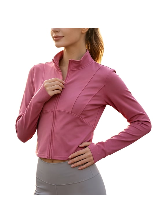 Sun Shirt Women Zip Up Lightweight Fitted Thin Sweatshirt Jacket Long Sleeve Upf Sun Protection Shirt Hiking Fishing Camping Golf Running Yoga Pilates Athletic Gym Summer Scrub Outerwear