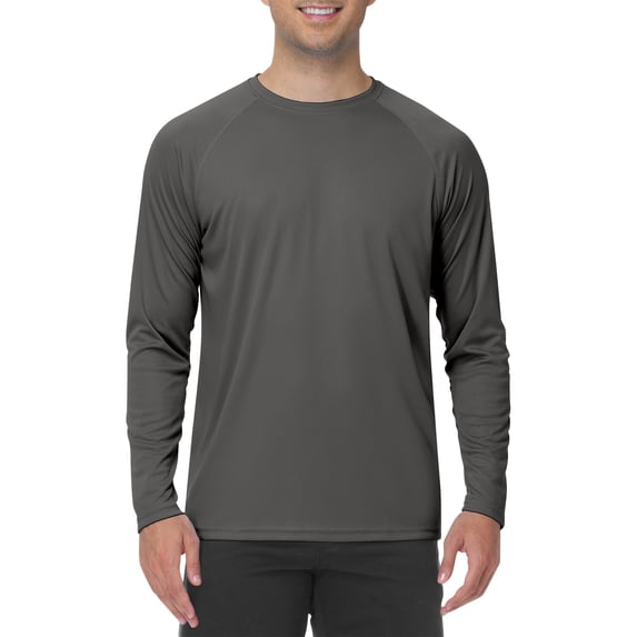 Sun Shirts for Men Long Sleeve UPF 50+ Shirts UV Spf Performance Athletic Fishing Swimming Lightweight Shirts Crew Neck Quick Dry T-Shirts Rash Guards,Dark Gray M