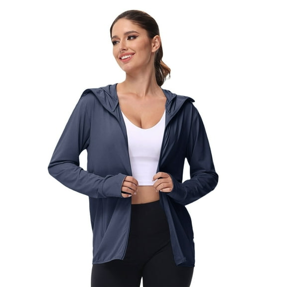 Sun Shirts Women UV Protection Clothing Plus Size Hooded Coat For Women Lightweight Casual Wear Spring Summer Fall Outerwear With Pockets Comfortable Loose Fit Long Sleeve Jacket