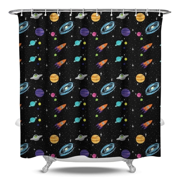 Sun Shower Curtain Space Galaxy Bathroom Decor Waterproof 84x72 Inch Starry Night Cosmos Nebula Machine Washable Fade-Resistant Drapes
