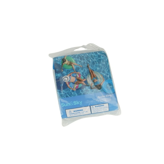 Sun & Sky Pool Float Tube PVC Swim Ring Inflatable Blue 35 Inch - Yellow