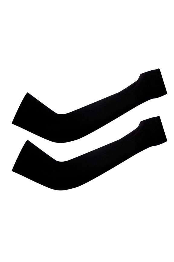 Sun Sleeves with Thumb Hole for Men and Women - Lightweight Arm Cover Sleeves for Summer Outdoor Sports, Cycling, Driving, Fishing, Hiking, Running, and Daily Activities, Black, 14.96 Inch, 1 Pair