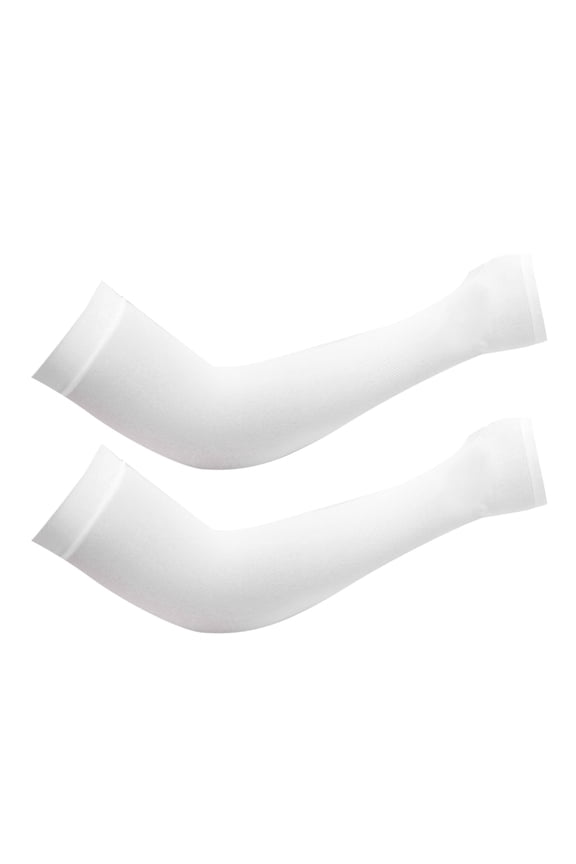 Sun Sleeves with Thumb Hole for Men and Women - Lightweight Arm Cover Sleeves for Summer Outdoor Sports, Cycling, Driving, Fishing, Hiking, Running, and Daily Activities, White, 14.96 Inch, 1 Pair