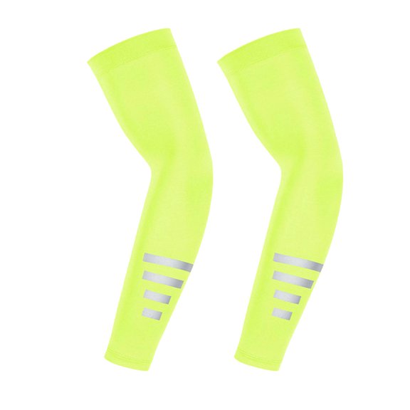Sun Sleeves UPF 50+ UV Protection Cooling Arm Sleeves Moisture Wicking Reflective for Men Women Running Cycling Fishing Yellow 1 Pair,Size Free Size