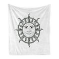 thumbnail image 1 of Sun Soft Flannel Fleece Throw Blanket, Monochrome Ornamental Zentangle Heavenly Body with Human Face Design Pattern, Cozy Plush for Indoor and Outdoor Use, 50" x 60", Black White, by Ambesonne, 1 of 5
