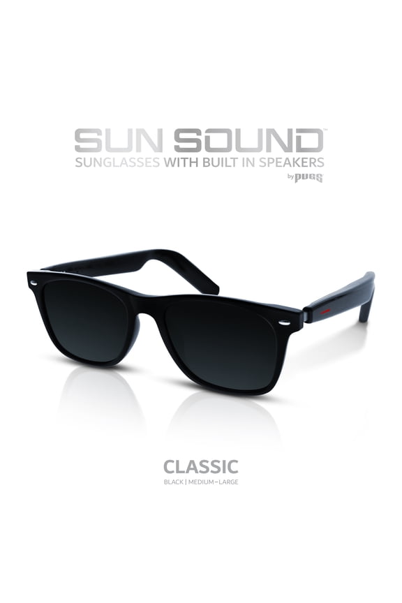 Sun Sound Smart Sunglasses Combine On Trend Classic Sunglasses with Built-In Bluetooth Premium Speakers - Unisex (MED-LG) CLASSIC / BLACK