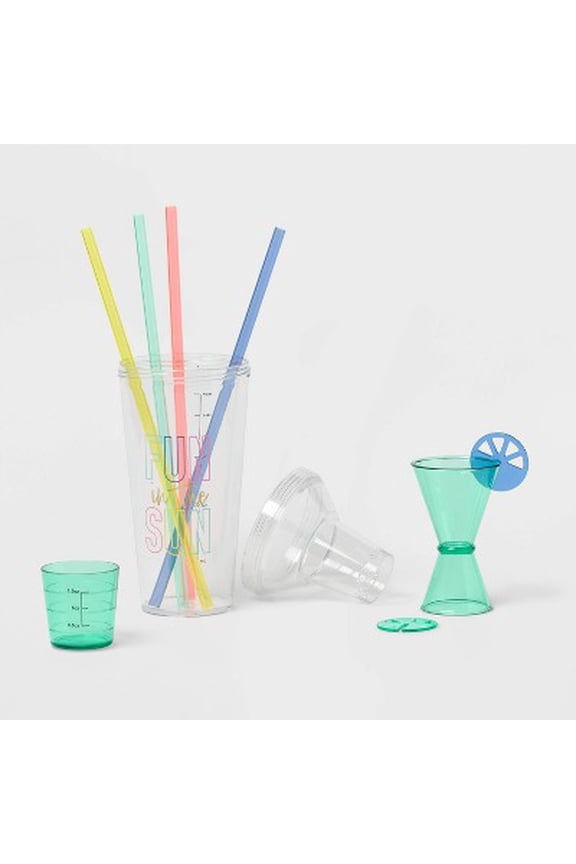 10pc 24oz Multicolor Cocktail Shaker Set