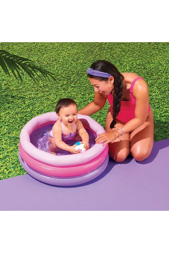 Mini 3 Ring Pool 11 Gal PVC Inflatable Pink 27in Diameter