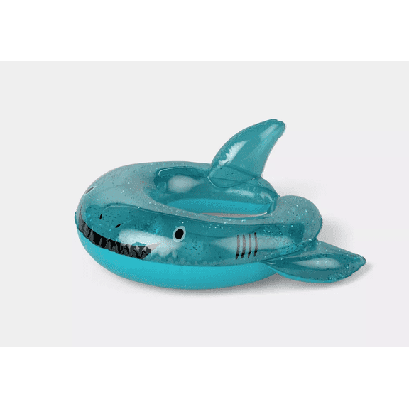 Sun Squad Shark Glitter Novelty Split Ring Pool Float - Green