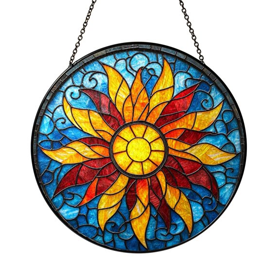 Sun Stained Glass Suncatcher Sunshine Window Hanging Decor