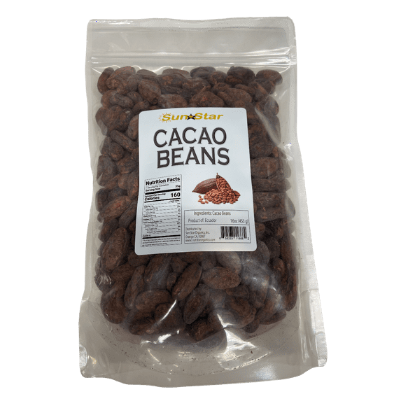 Sun Star Organics Cacao Beans 16oz – Raw, Ecuadorian, Antioxidant-Rich