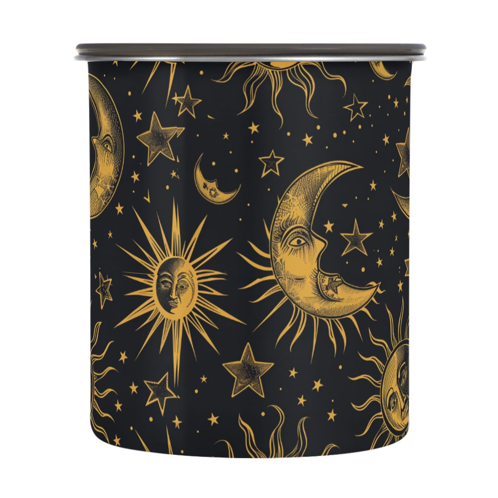 Sun Stars Crescent Moon Airtight Coffee Bean Canister 30oz Food Storage Containers with Lids For Gournd, Tea, Sugar, Flour, Rice, Cereal, Candy Cookie Jar