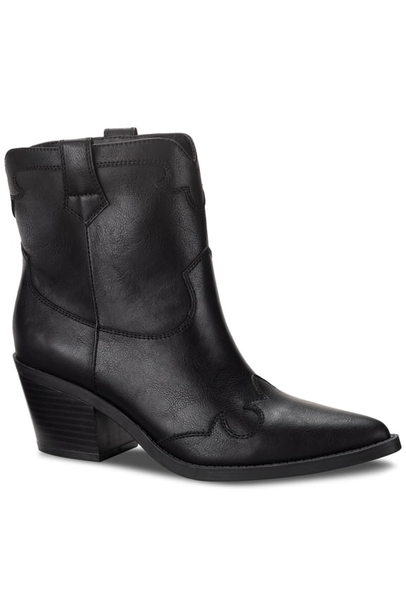 Sun Stone Brennaa Cowboy Booties Black Smooth 9.5M
