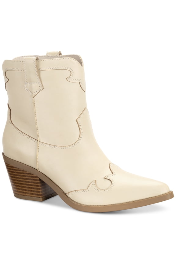 Sun Stone Brennaa Cowboy Booties Ecru Smooth 6.5M