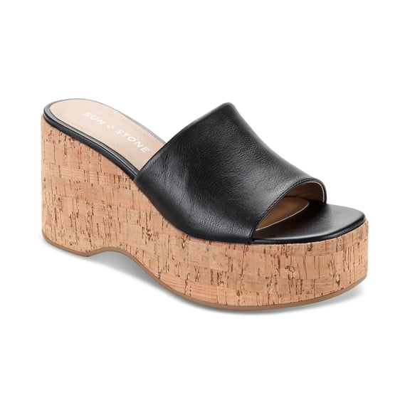 Sun Stone Finleighh Slide Sandals Black Smooth 10M