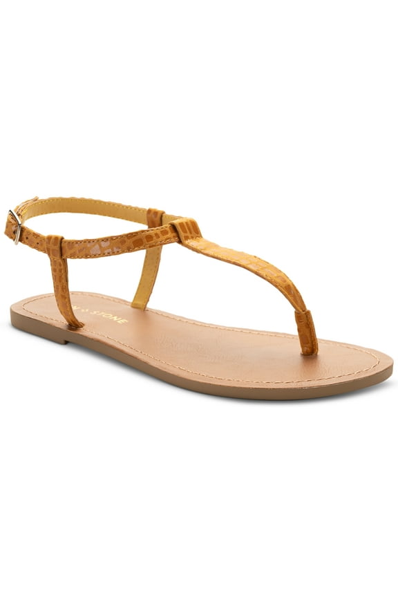 Sun Stone Krisleyy T-Strap Slingback Fla Honey Lizard 10M