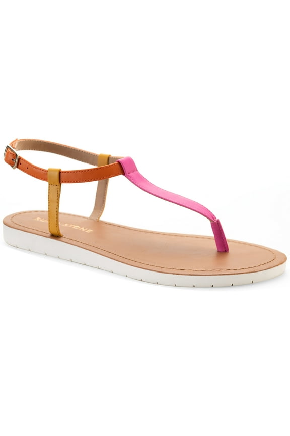 Sun Stone Kristi T-Strap Flat Sandals Pink Tie-Dye 8.5W