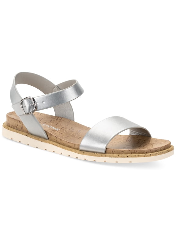 Sun Stone Mattie Flat Sandals Silver Smooth 5M