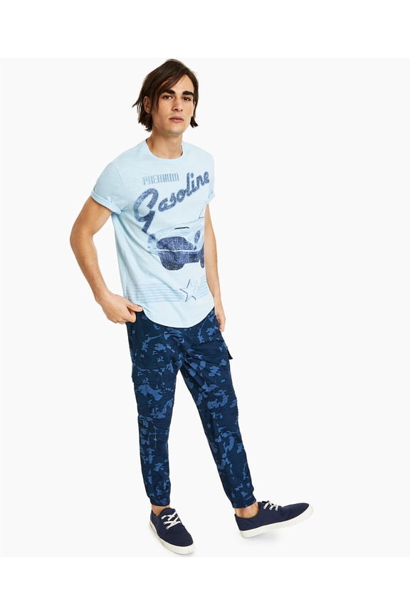 Men's Car Graphic T-Shirt in Lt Blue-Size Small