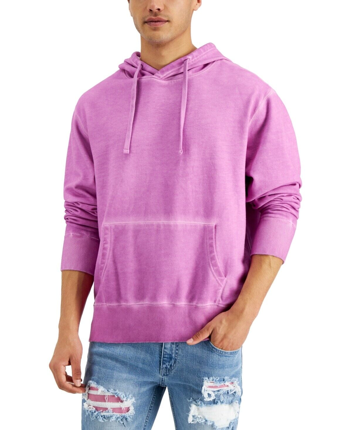 Sun + Stone Men's GarmentWashed Fleece Hoodie in First BloomSize
