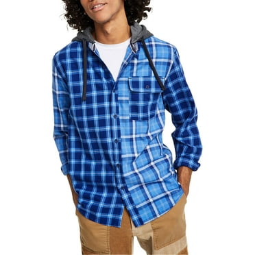 Sun   Stone Mens Attached Hood Collared Button-Down Shirt