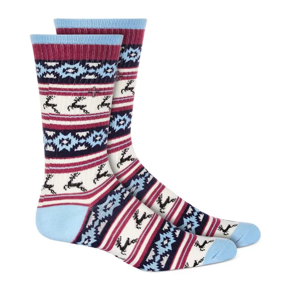 Sun   Stone Mens Aztec Printed Holiday Crew Socks