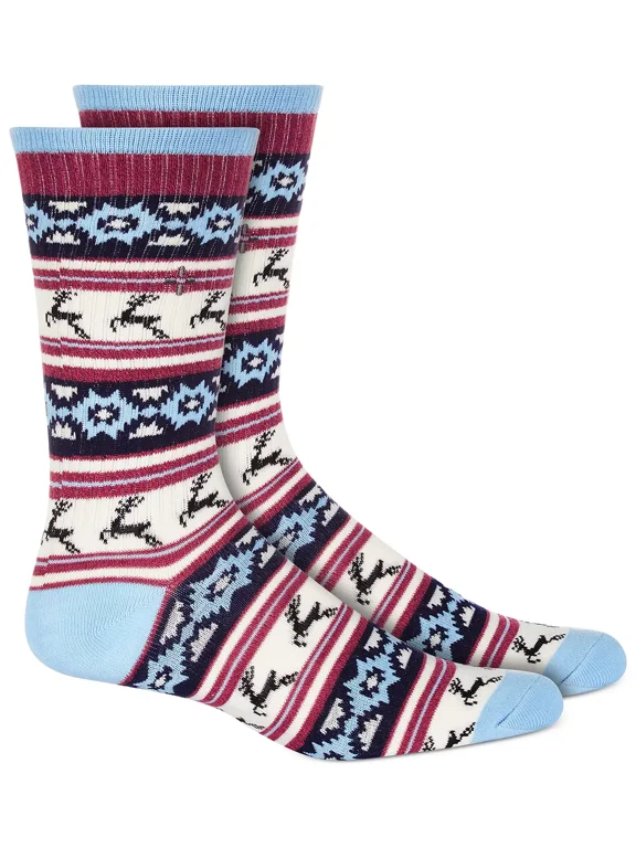 Mens Aztec Printed Holiday Crew Socks