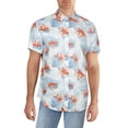 thumbnail image 1 of Sun + Stone Mens Diffused Tropical Button-Down Shirt Blue L, 1 of 3