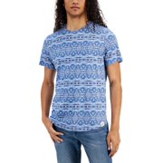 Mens Regular-Fit Geo-Print T-Shirt Blue Combo M