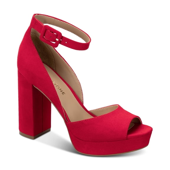 Sun Stone Reemaa D'Orsay Heels Red Micro 7.5M