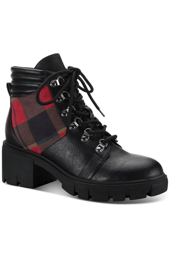 Sun Stone Ruthee Lug Sole Booties Black Plaid 10M