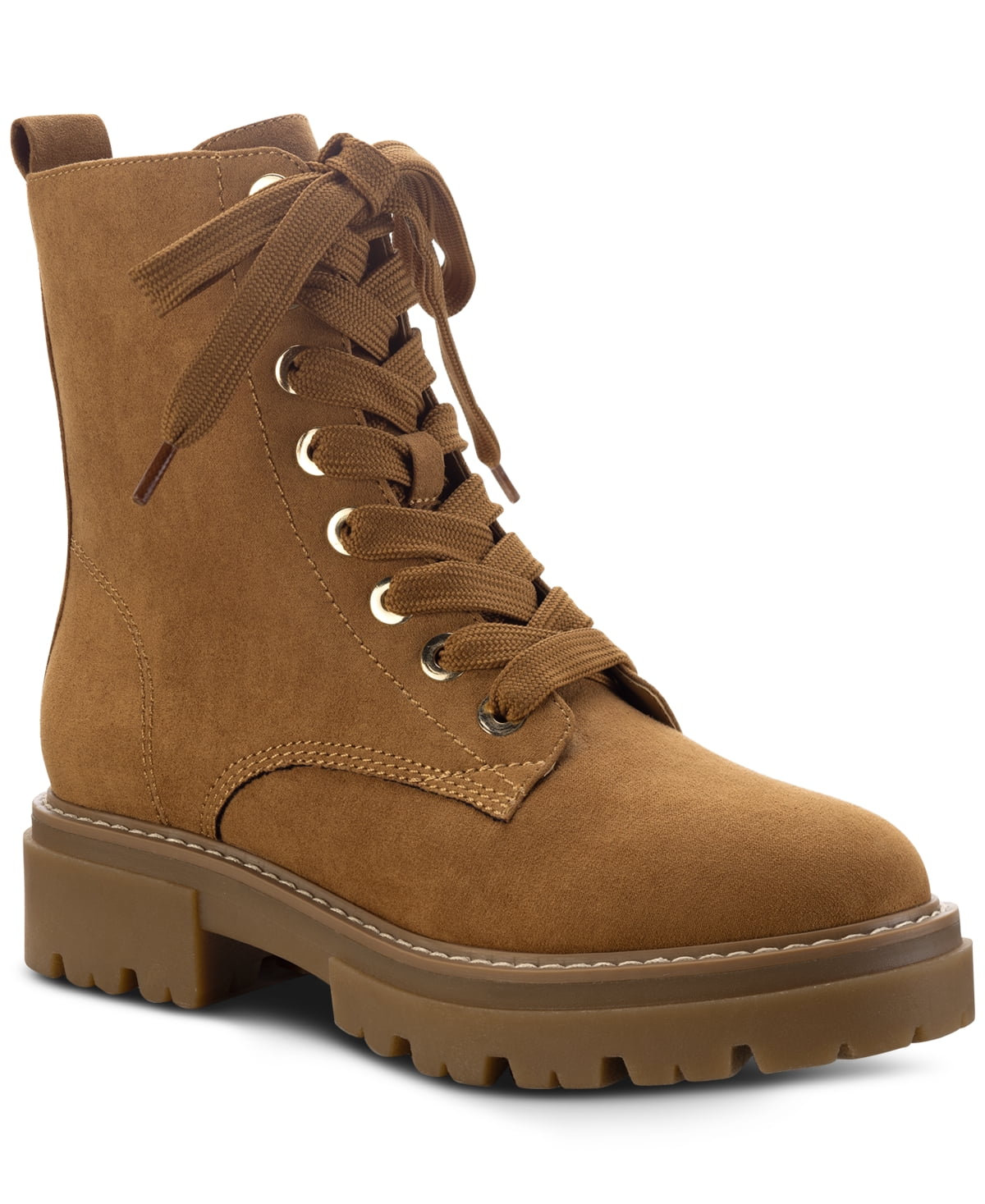 combat boots cognac