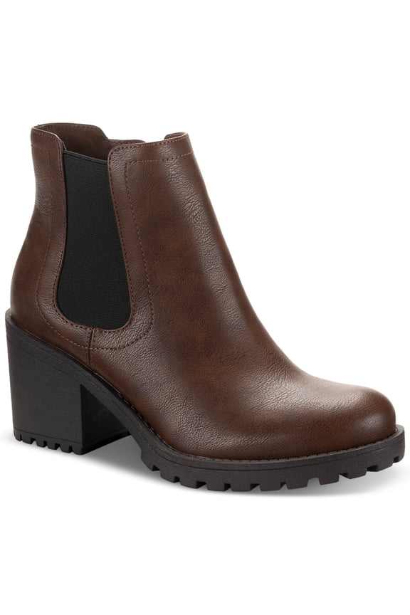 Women's Morghan Lug Sole Block-Heel Booties, Chocolate, 5.5