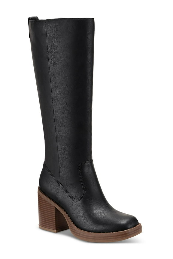 Womens Aiimee Faux Leather Side Zip Knee-High Boots