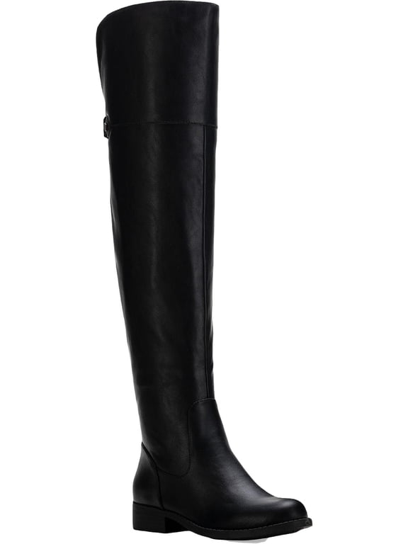 Womens Allicce Microsuede Round Toe Over-The-Knee Boots