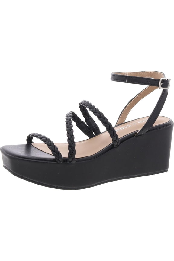 Womens Alyssaa Braided Faux Leather Strappy Sandals