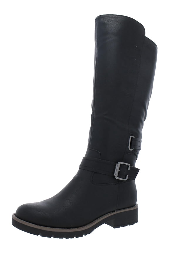Womens Blakelyy Faux Leather Buckle Knee-High Boots