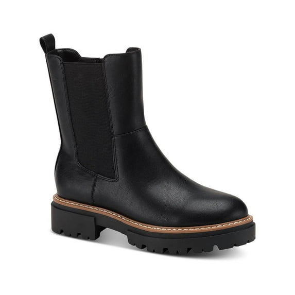 Sun + Stone Womens Burklee Faux Leather Side Zip Ankle Boots