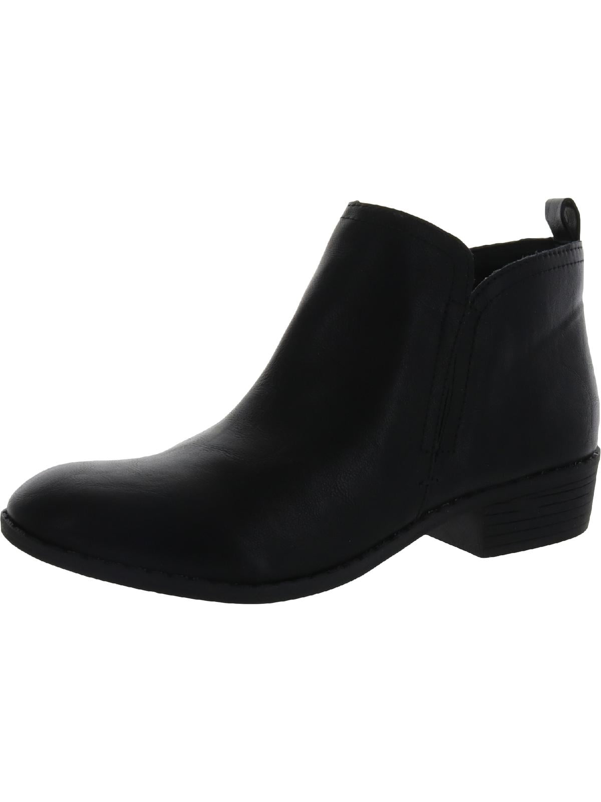 SUN STONE Womens Black Zipper Accent Lizzie Round Toe Wedge Lace-Up Booties M