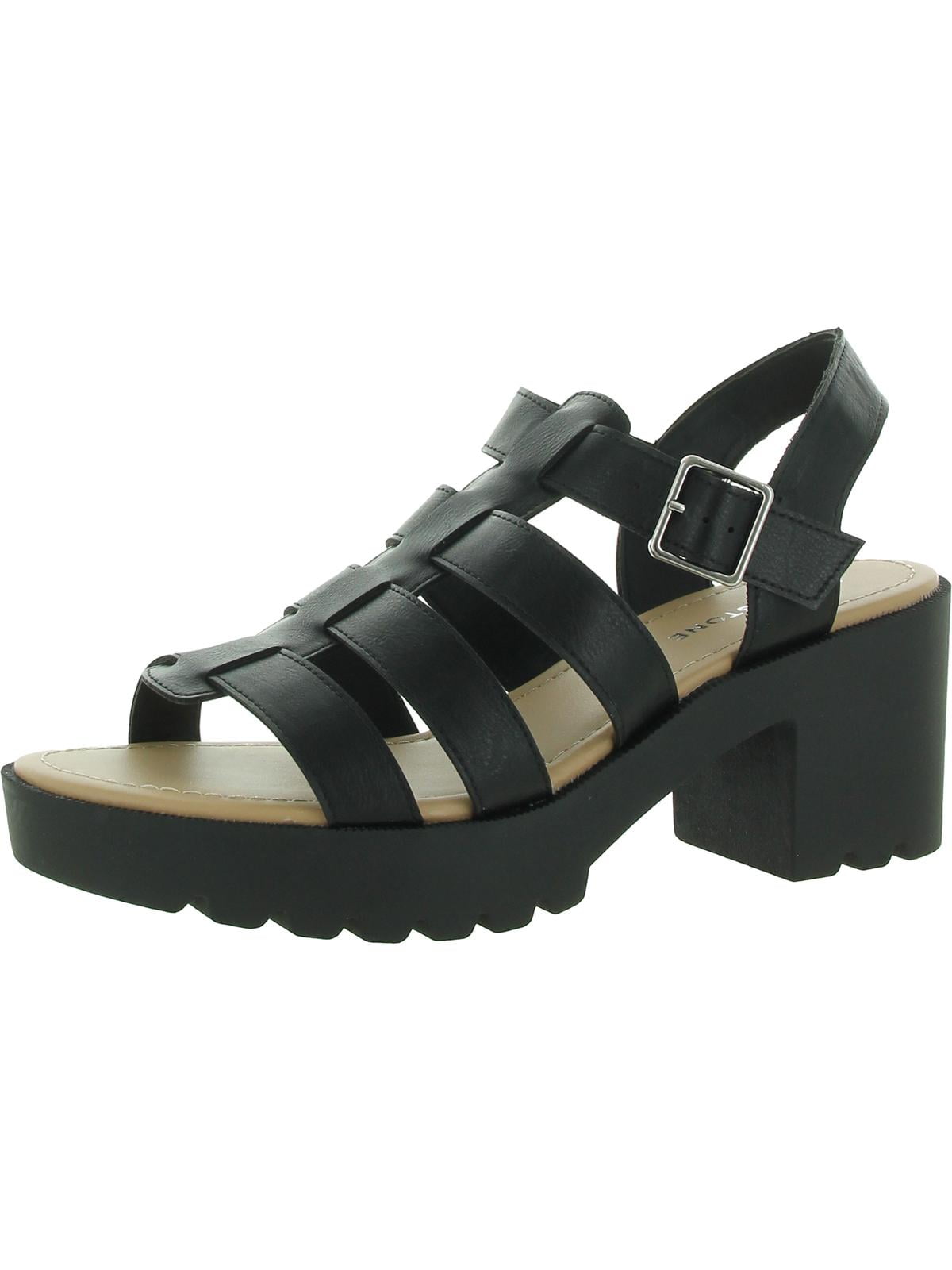 Lock it Detail Faux Leather Platform Block High Heels main image 1