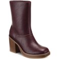 thumbnail image 1 of Sun + Stone Womens Denverr Faux Leather Stacked Mid-Calf Boots, 1 of 3