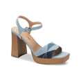 thumbnail image 1 of Sun + Stone Womens Diannaa Denim Ankle Strap Block Heel, 1 of 3